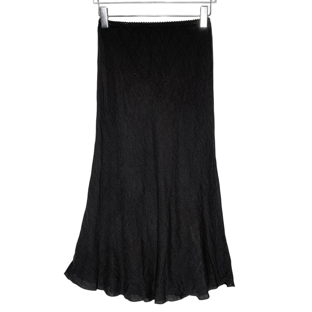 Made in Italy 100% Linen Midi Flare Skirt OS Black Breathable Summer Travel